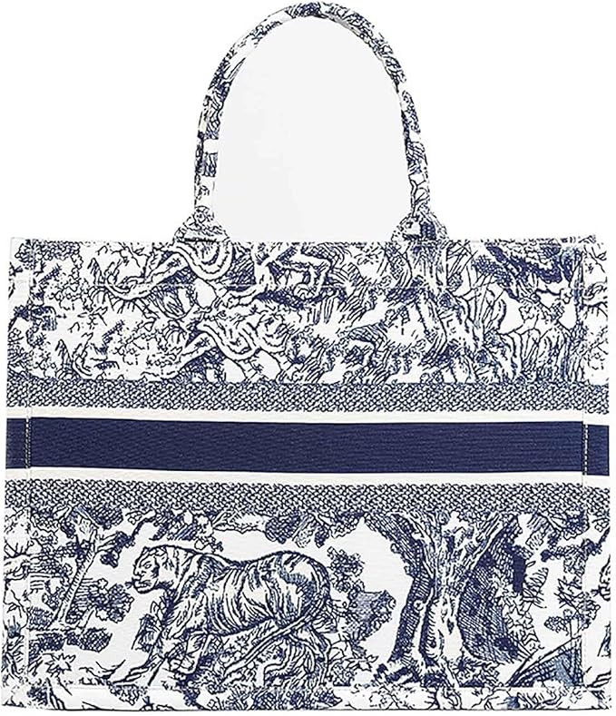 Fashion luxury tote bag cotton linen one shoulder handbag large capacity jacquard embroidery retr... | Amazon (US)