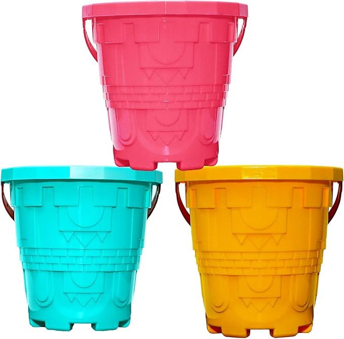 Holady Plastic Beach Castle Mold Buckets, 7.3'' Large Size Sand Bucket Water Bucket for Beach Fun... | Amazon (US)