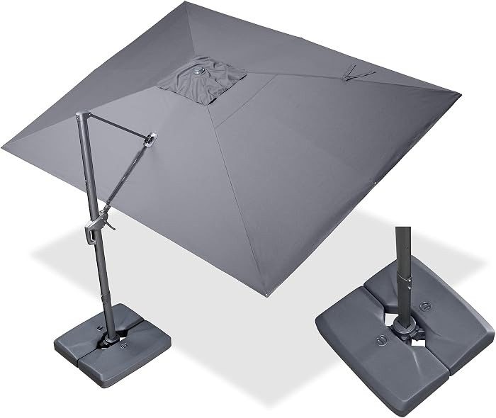 PURPLE LEAF 10' X 13' Rectangle Cantilever Umbrella with Base Outdoor Large Aluminum Patio Umbrel... | Amazon (US)