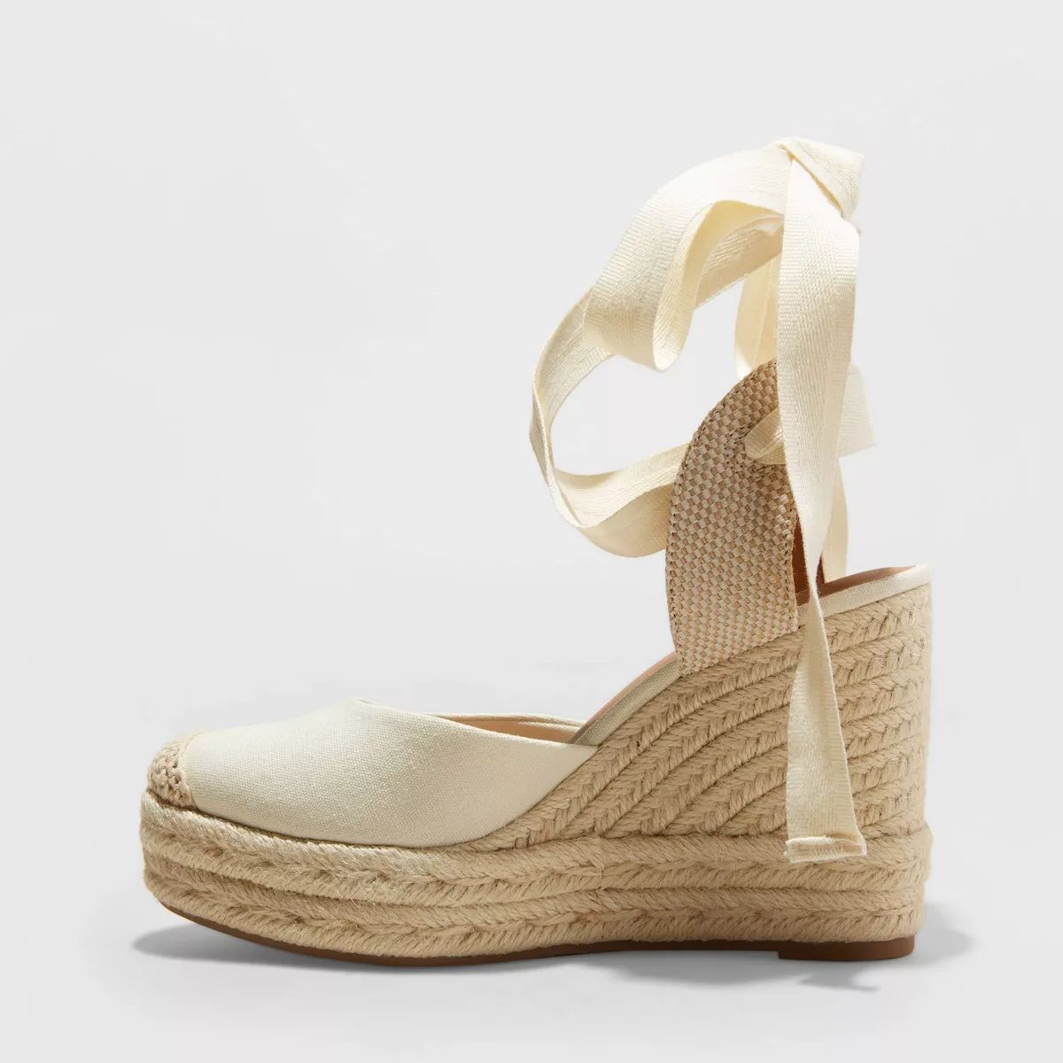 Women's Adriana Ankle Wrap Wedge Heels with Memory Foam Insole - Universal Thread™ Cream | Target