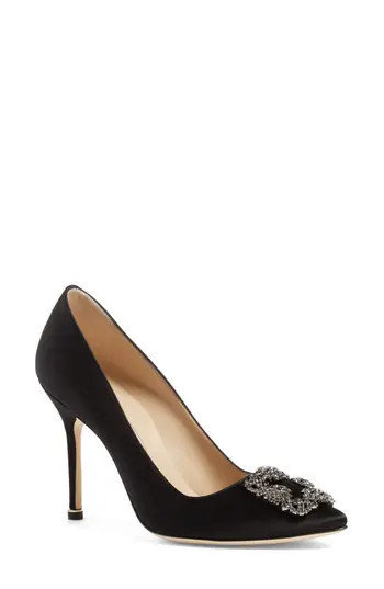 Women's Manolo Blahnik 'Hangisi' Jewel Pump, Size 5US / 35EU - Black | Nordstrom