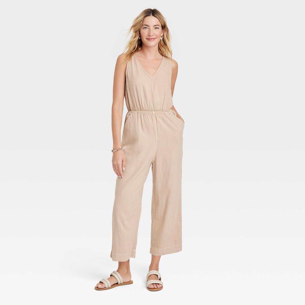 Women's Sleeveless Linen Jumpsuit - Universal Thread | Target