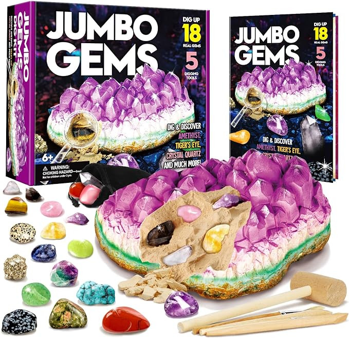 XXTOYS Gemstone Dig Kit - Dig Up 18 Real Gemstones and Crystals - Science Kits for Kids, STEM Toy... | Amazon (US)