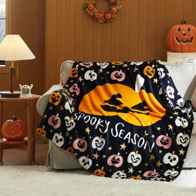 Bedsure Halloween Fleece Throw Blanket - Printed Pumpkin | Wayfair Professional