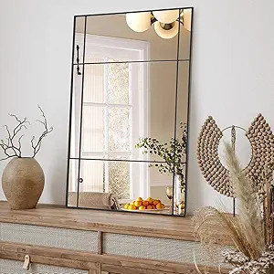 Muzilife Black Rectangular Window Mirror, 31x47 Large Windowpane Wall Mirror, Framed Window Pane ... | Amazon (US)