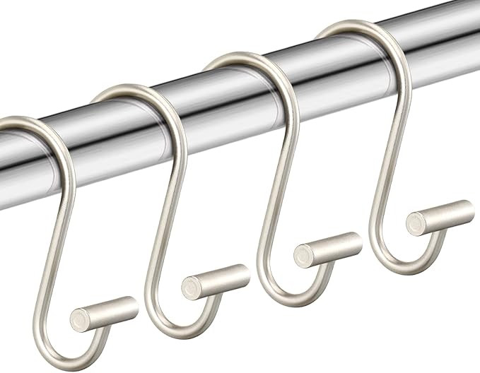 Nickel Shower Curtain Hooks, Rust Proof Shower Curtain Rings for Bathroom, Silver Metal Decorativ... | Amazon (US)
