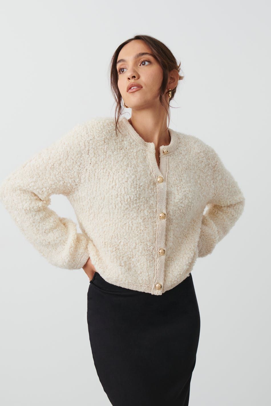 Knitted bouclé cardigan - Gina Tricot | Gina Tricot SE