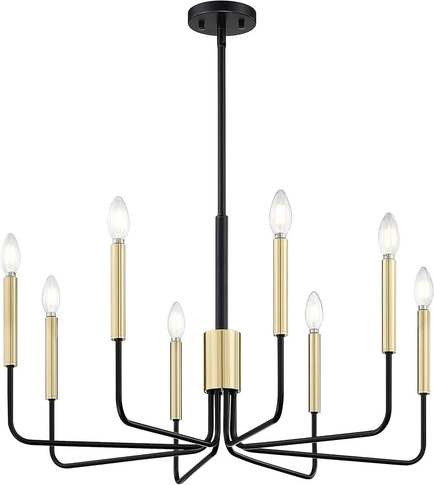 Doraimy Lighting Vintage 8-Light Gold Farmhouse Chandelier with Black Finish, Hanging Candle Pend... | Amazon (US)