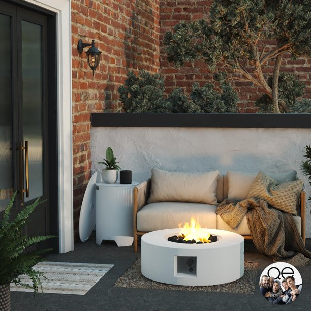 Queer Eye Finley 30" Fire Pit and Propane Tank Holder Set, White | Walmart (US)