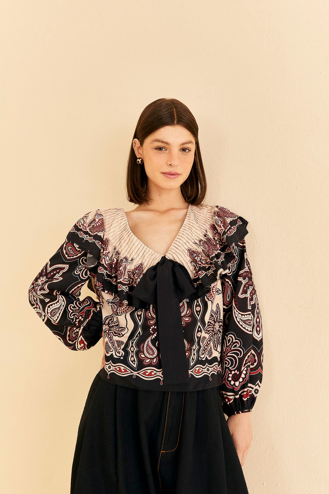 Black & White Sweet Mermaids Blouse | FarmRio (US)