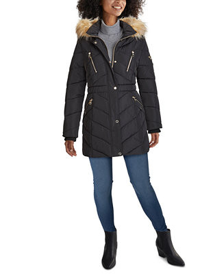 Faux-Fur Trim Hooded Puffer Coat, Created for Macy's | Macys (US)