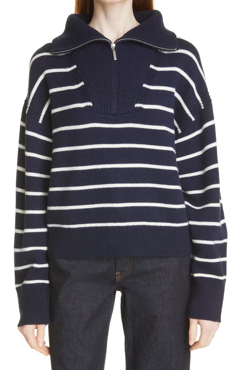 Stripe Half Zip Merino Wool Sweater | Nordstrom