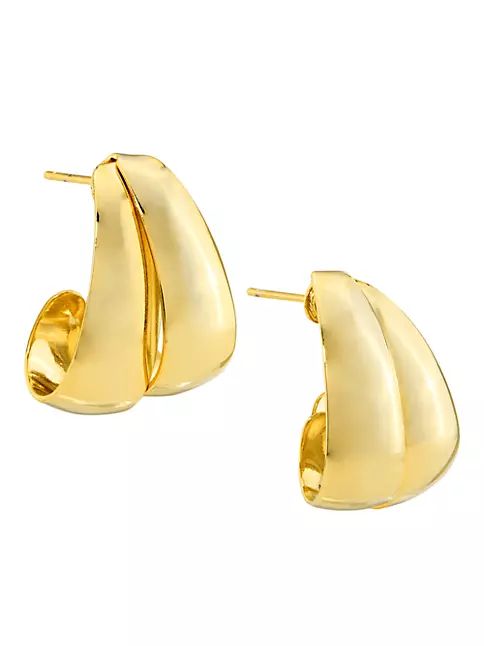 Gina 14K Gold-Plated Double Hoop Earrings | Saks Fifth Avenue