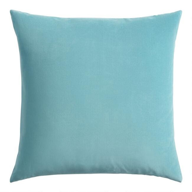 Reef Blue Velvet Throw Pillow | World Market