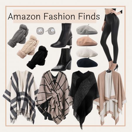 Amazon winter accessories! Amazon fashion finds! Winter shawl, beret, black boots, mittens, leather leggings, and silver pearl diamond earrings! Winter outfits! 

#LTKSeasonal #LTKshoecrush #LTKunder100