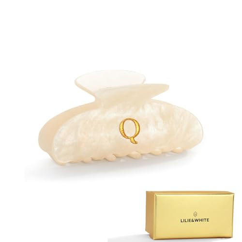 LILIE&WHITE Acrylic Letter Hair Clips For Women Stylish Q Initial Hair Claw Alphabet Hair Clip Fashion Glitter Monogram Claw Clip Elegant And Durable Hair Accessory Large Hair Clips Q | Amazon (US)