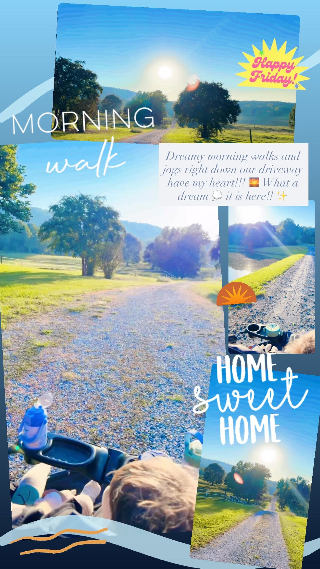 Dreamy morning walks and jogs right down our driveway have my heart!!! 🌅 What a dream 💭 it is here!! ✨