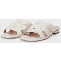 M&S Hobbs Womens Leather Flat Sliders - 41 - White, White | Marks & Spencer (UK)