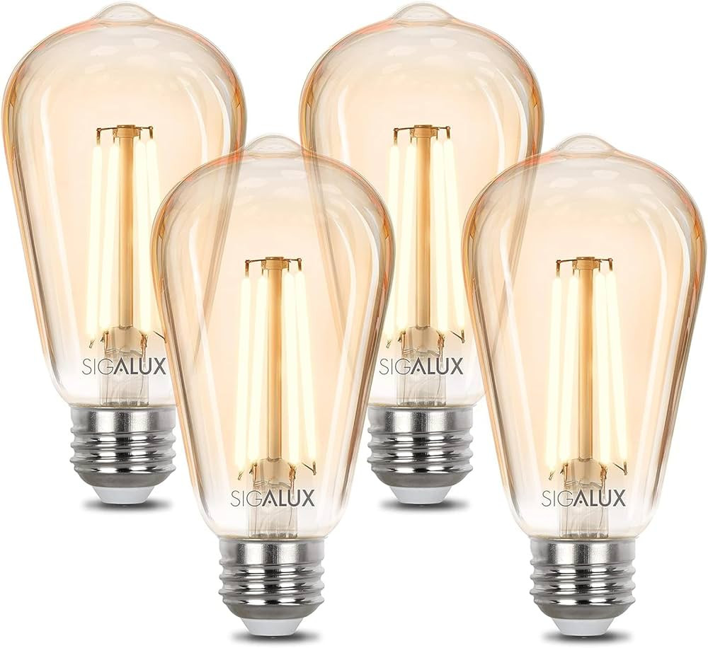 Sigalux Edison LED Light Bulbs, Dimmable Vintage Light Bulbs 40 Watt Equivalent, E26 LED Filament... | Amazon (US)