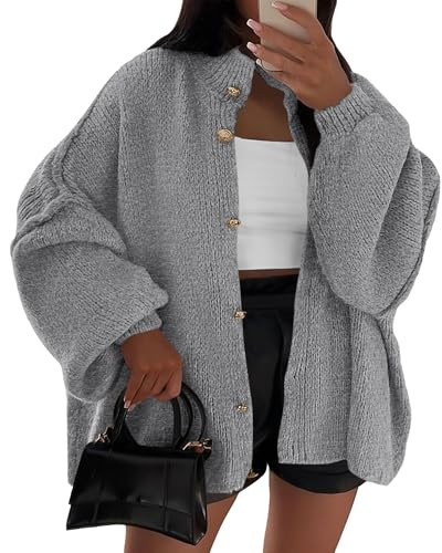 BTFBM Cardigan Sweaters for Women 2026 Fall Clothes Lantern Long Sleeve Button Open Front Chunky ... | Amazon (US)