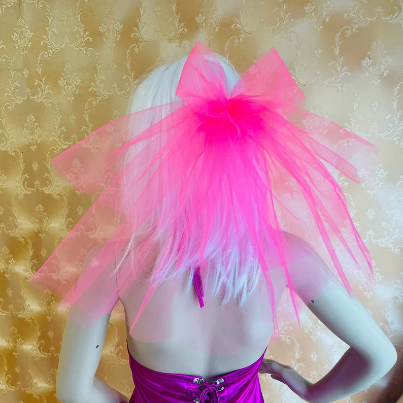 Pink Bachelorette Party Veil 2-tier With Bow, Short Length. Bride to Be Veil, Accessory, Bachelor... | Etsy (US)