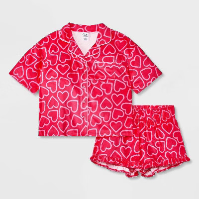 Girls' Short Sleeve Button-Up Pajama Set - art class™ | Target