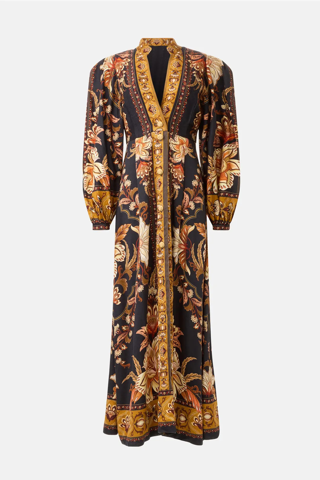 Majestic Garden Buttoned Puff Sleeve Maxi Dress | Rent the Runway