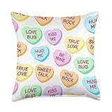 GrayFox Happy Valentines Day Happy Valentines Day Candy Conversation Cute Hearts Throw Pillow, 18x18 | Amazon (US)