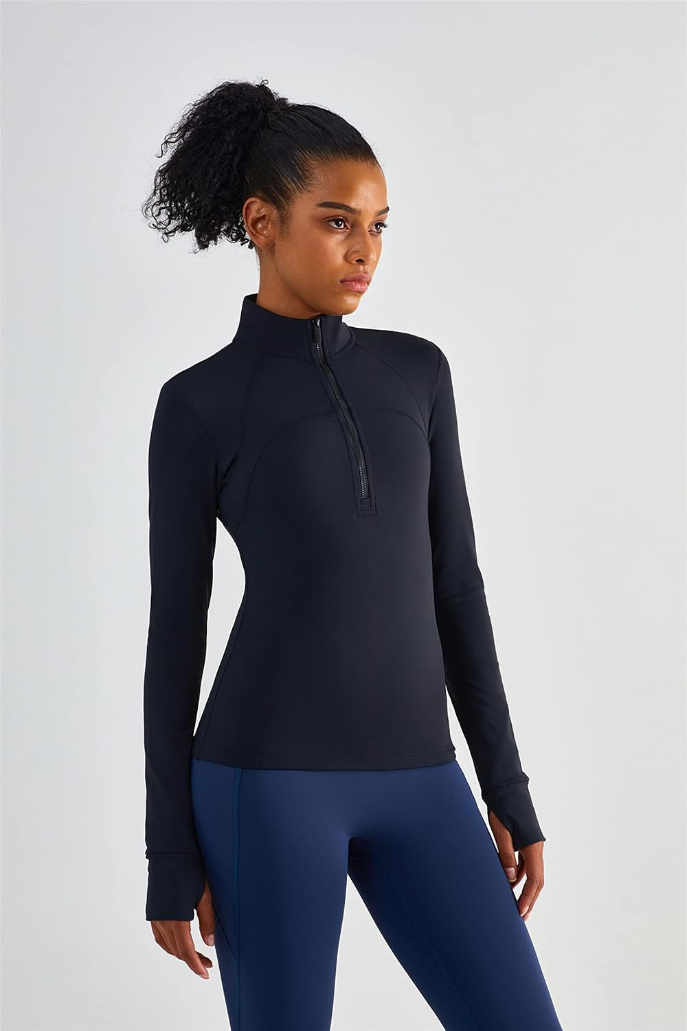 altiland Fleece Lined Half Zip Pullover Cropped Jackets for Women Long Sleeve Workout Athletic Runni | Amazon (US)