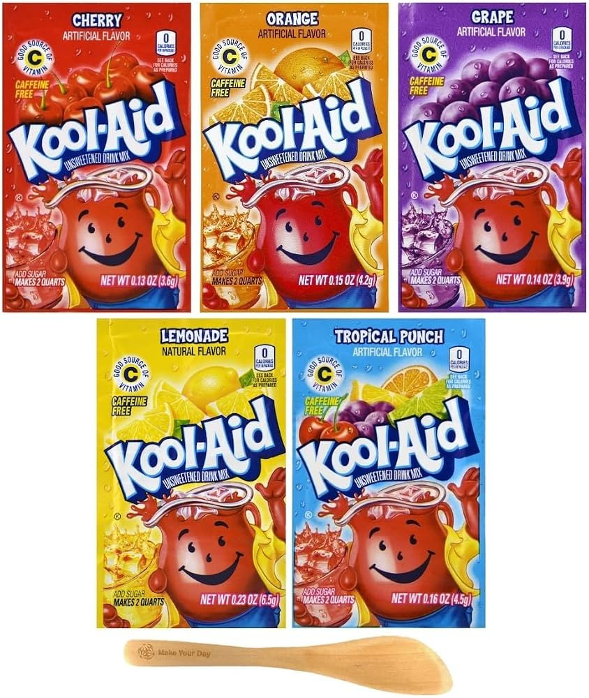 Kool-Aid Drink Mix Packets, Cherry, Orange, Grape, Lemonade, and Tropical Punch, Each Packet Make... | Amazon (US)
