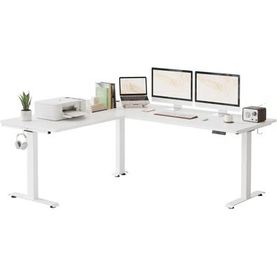 Electric Height Adjustable L Shaped Home Office Table | Wayfair North America