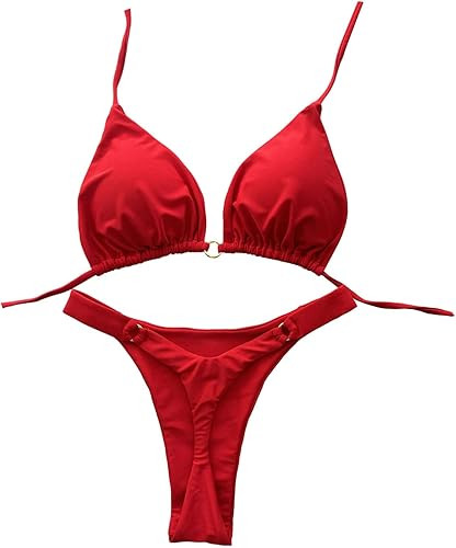GORGLITTER Women's Two Piece Swimsuit Sexy Brazillian Thong Bikini Set High Cut Triangle Top Halt... | Amazon (US)