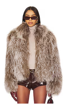 Ducie Rochelle Fur Jacket in Taupe Melange from Revolve.com | Revolve Clothing (Global)