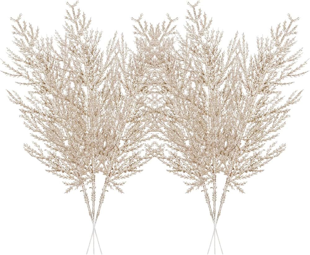 Christmas Glitter Stems 24pcs Artificial Pine Tree Picks for Christmas Tree Ornaments fillers, DI... | Amazon (US)