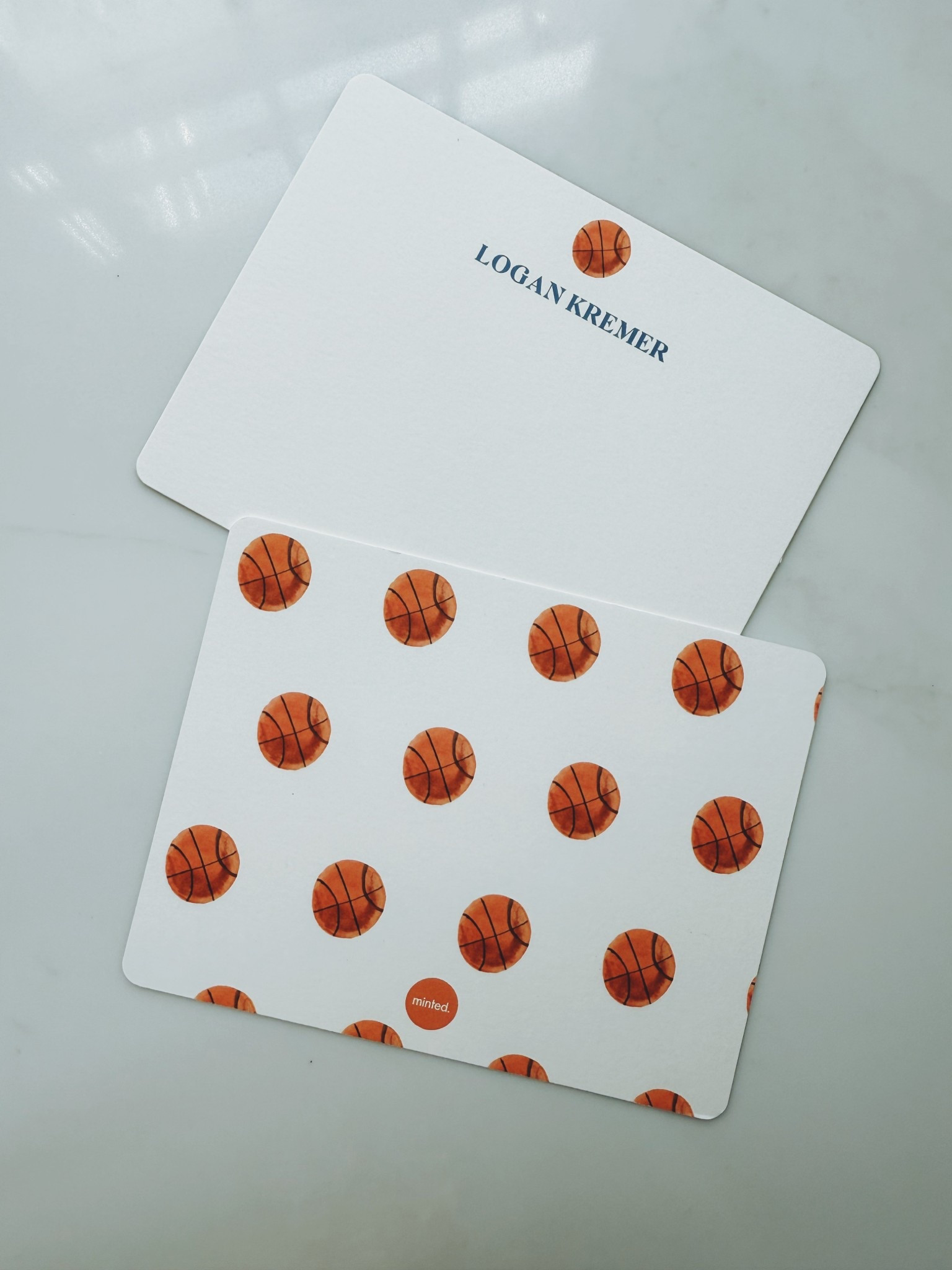 Personalized stationery 15% off with code STYLEDSNAPSHOTS 🏀 ordered these for Logan to send thank you notes from his party

@Minted 