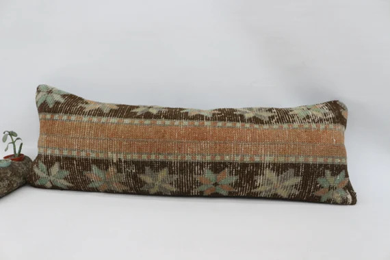 Organic Pillow 12x36, Long Pillow, Patchwork Pillow, Anatolian Pillow, Turkish Pillow, Brown Pill... | Etsy (US)