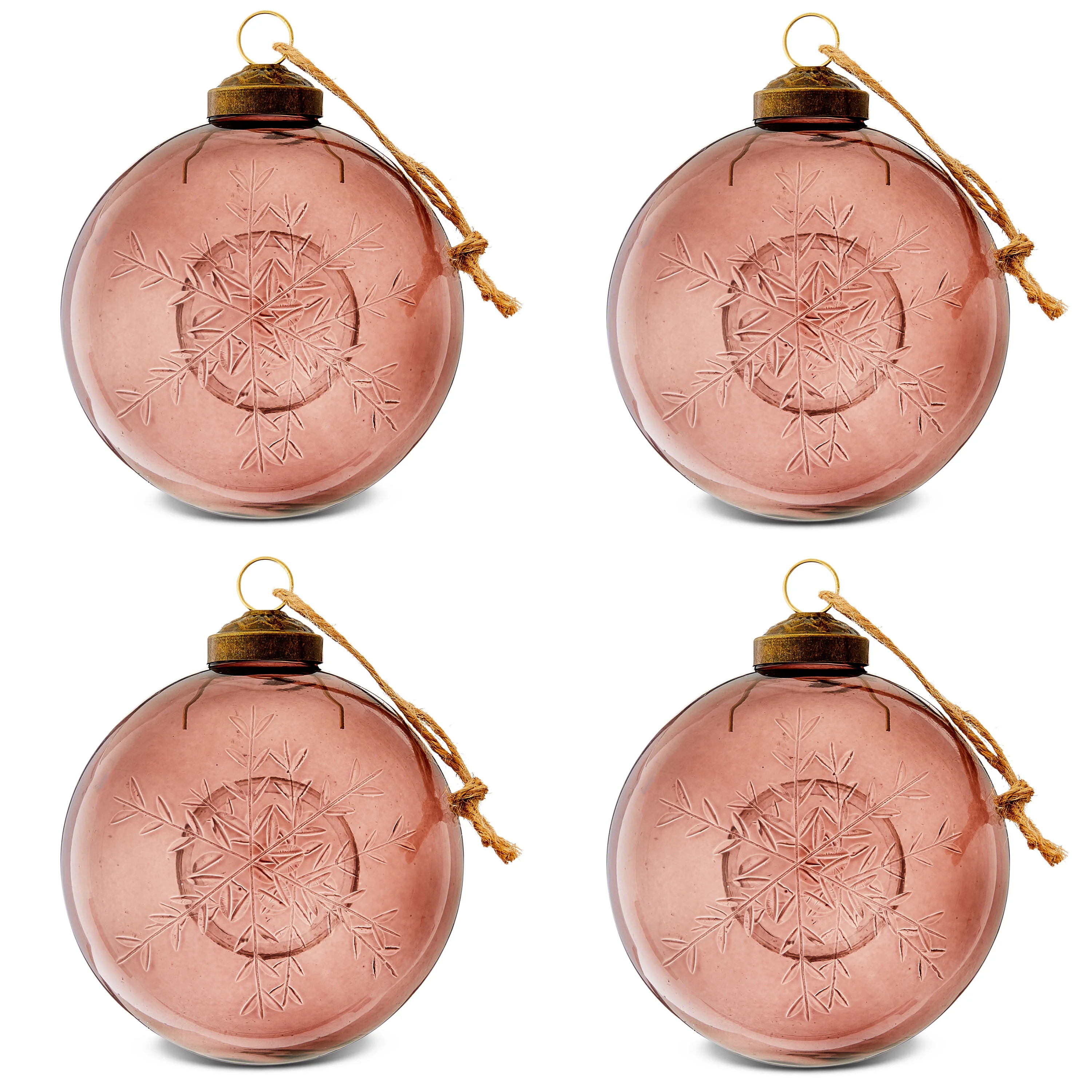 4 Count Brown Etched Snowflake Christmas Ball Ornaments, 4", by Holiday Time | Walmart (US)