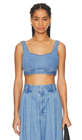 Denim Bustier in Light Blue | Revolve Clothing (Global)