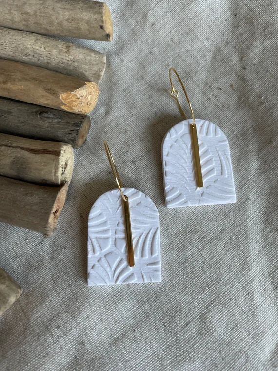 The Summer Whites Collection - Cabo Arch with Gold Bar - Clay Earrings | Etsy (US)