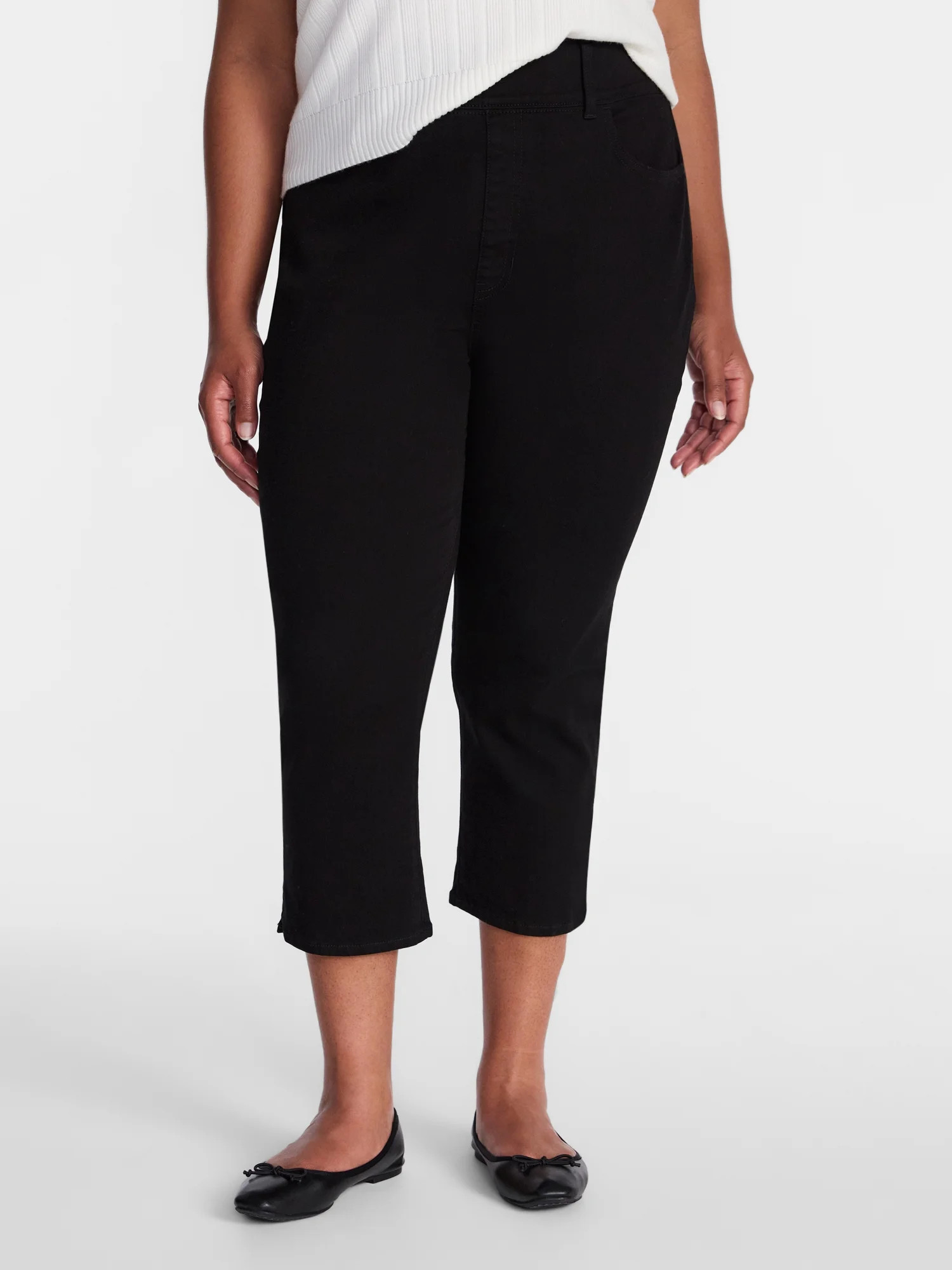 Terra & Sky Women's Plus Size Pull On High Rise Capri Jeggings, 23" Inseam, Sizes 0X-4X - Walmart.com | Walmart (US)
