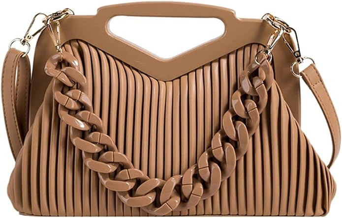 Ladies Acrylic Chain Cloud Clutch Handbag, Cloud Bag ​dumpling Shoulder Bag Women Pouch-Ruched ... | Amazon (US)