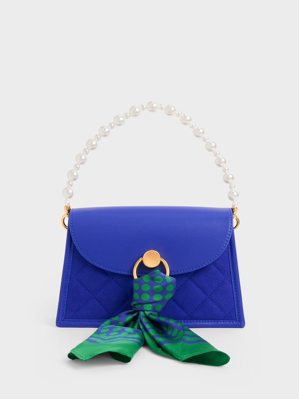 Roza Beaded Handle Scarf Bag
 - Cobalt | Charles & Keith US