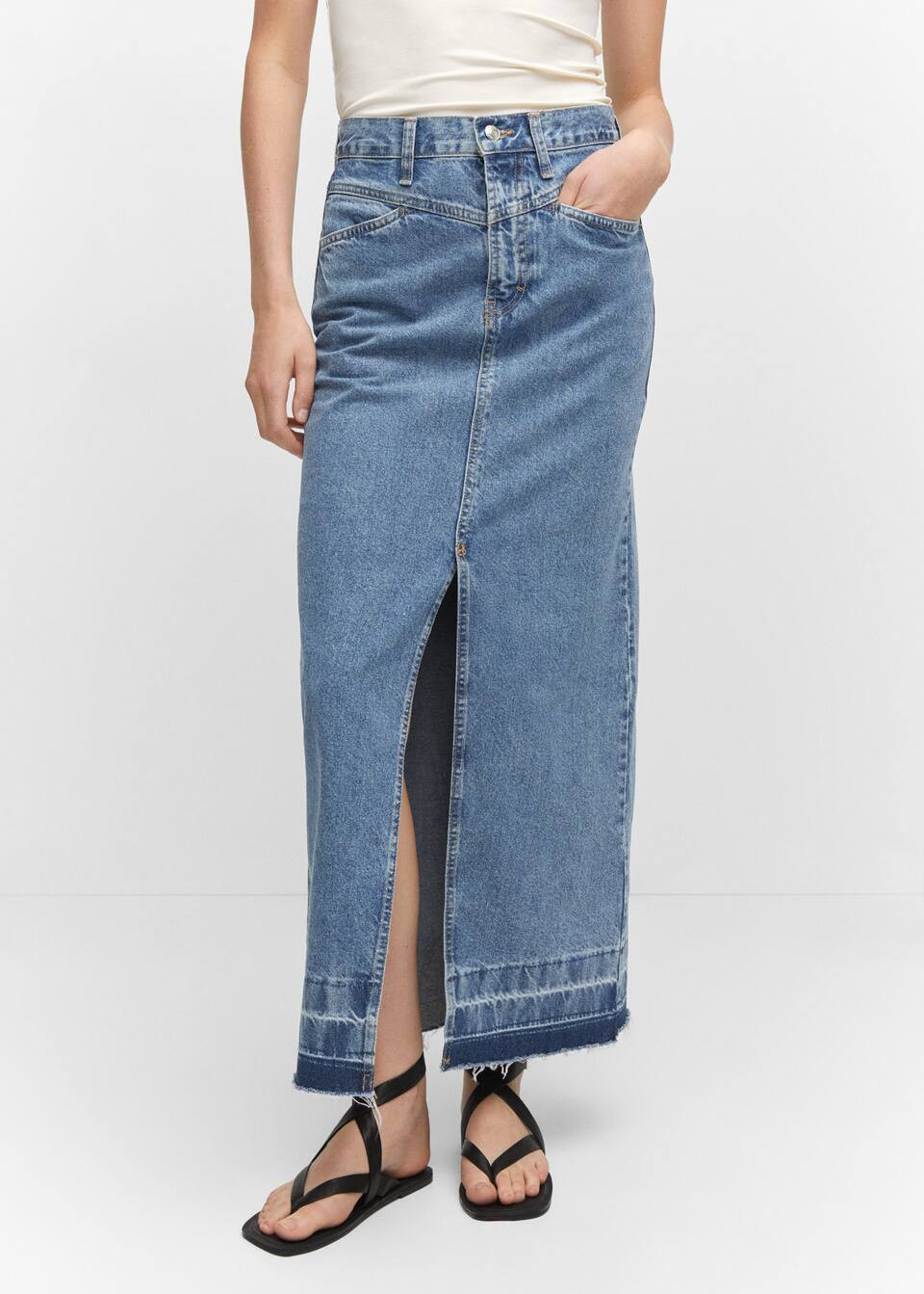 Denim long skirt | MANGO (UK)