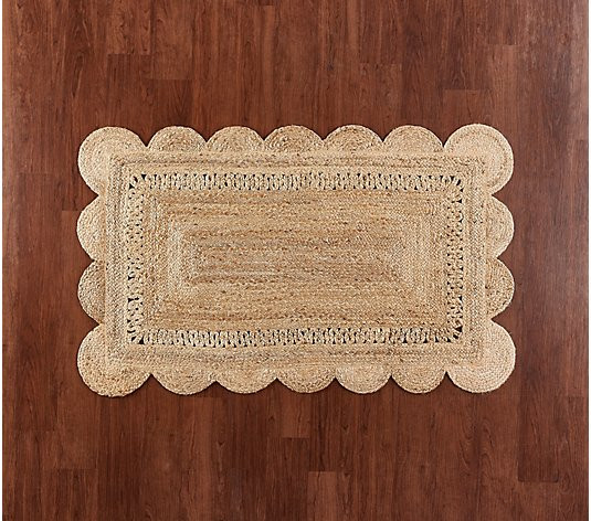 3' x 5' Scalloped Briaded Jute Rug by Bright Bazaar | QVC