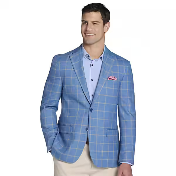 Collection by Michael Strahan Men's Michael Strahan Classic Fit Windowpane Sports Coat Blue Windowpane - Size 44 Long | The Men's Wearhouse