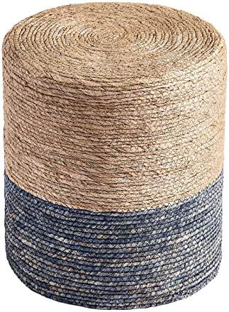 Wimarsbon Natural Seagrass Foot Stool, Hand Weaving Round Ottoman, Poof Pouffe Accent Chair, for Liv | Amazon (US)