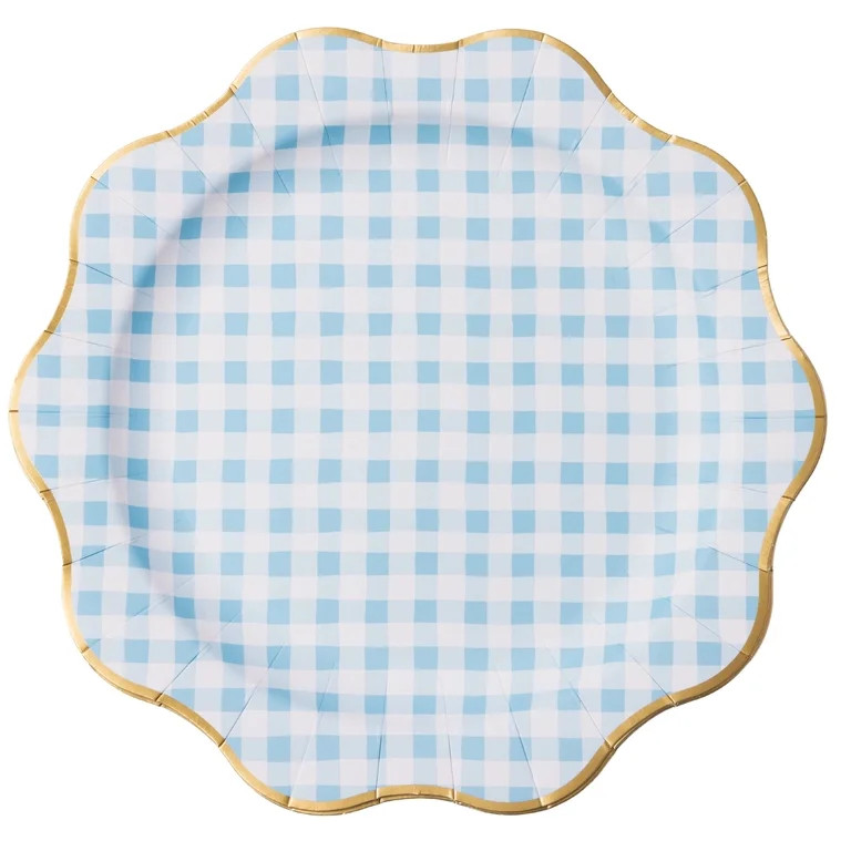 Bonjour F\u00eate Light Blue Gingham Paper Plates, Disposable Party Supplies, Pack of 8, 11 Inch,... | Walmart (US)