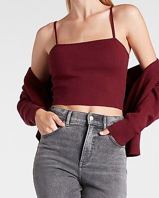 Cropped Square Neck Sweater Cami | Express