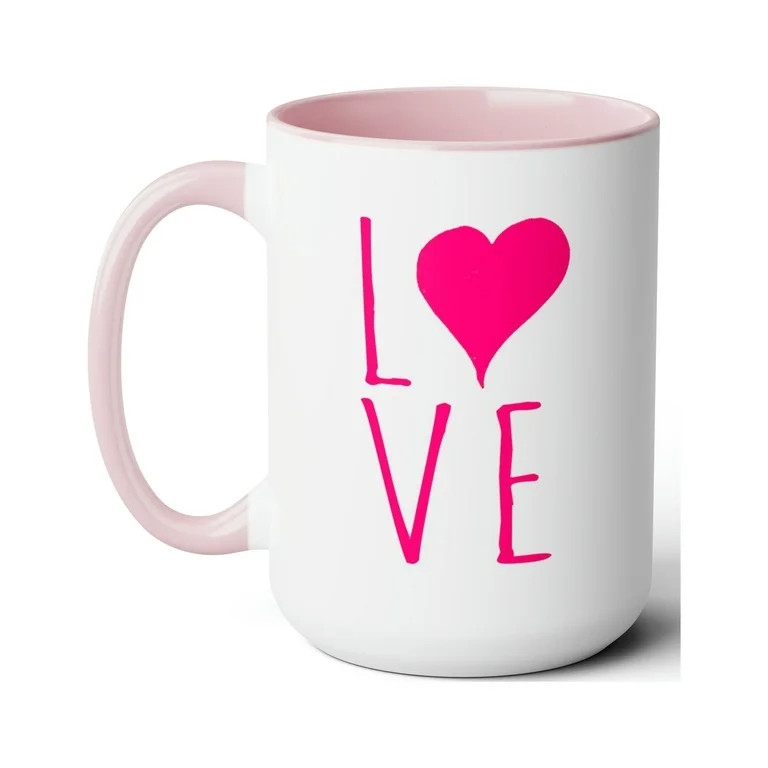 Love Valentine's Day Heart Two-Tone Coffee Mugs, 15oz | Walmart (US)