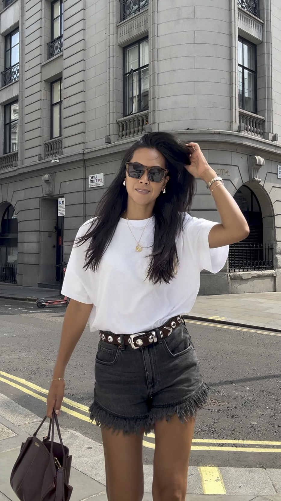 Loewe T-shirt
H&M Sunnies 
Khaite belt
All saints shorts
Freya Rose Zodiac pendant 
Chanel sandals 
Loewe bag 

#LTKsummer #LTKeurope #LTKluxury